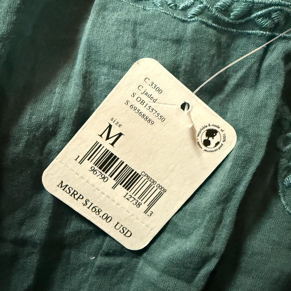 Free People Green Smocked Crop Blouse - Picture 6 of 6